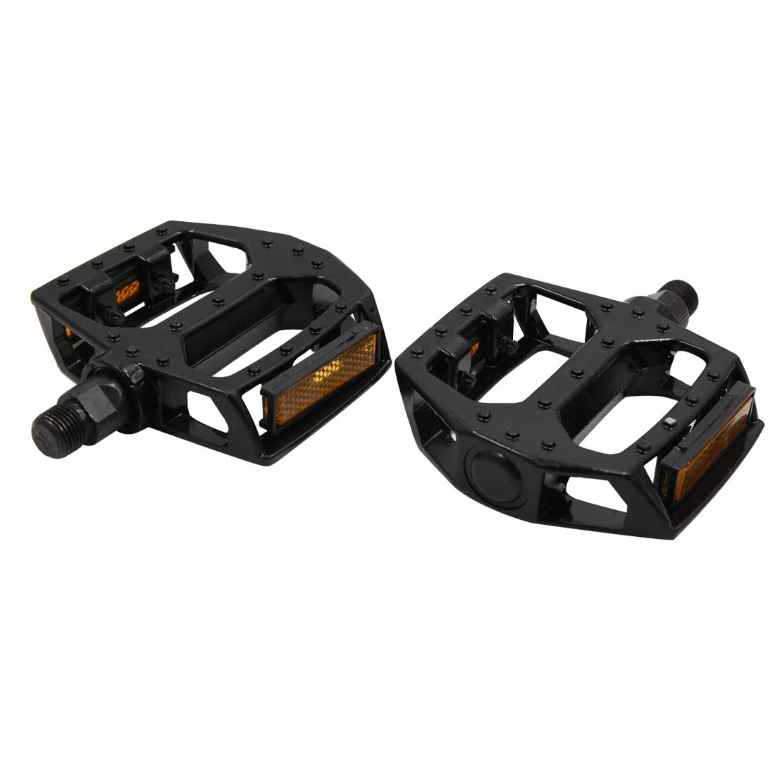 sourcing map 2pcs Black Aluminium Alloy Reflector Flat Type Nonslip Pedals