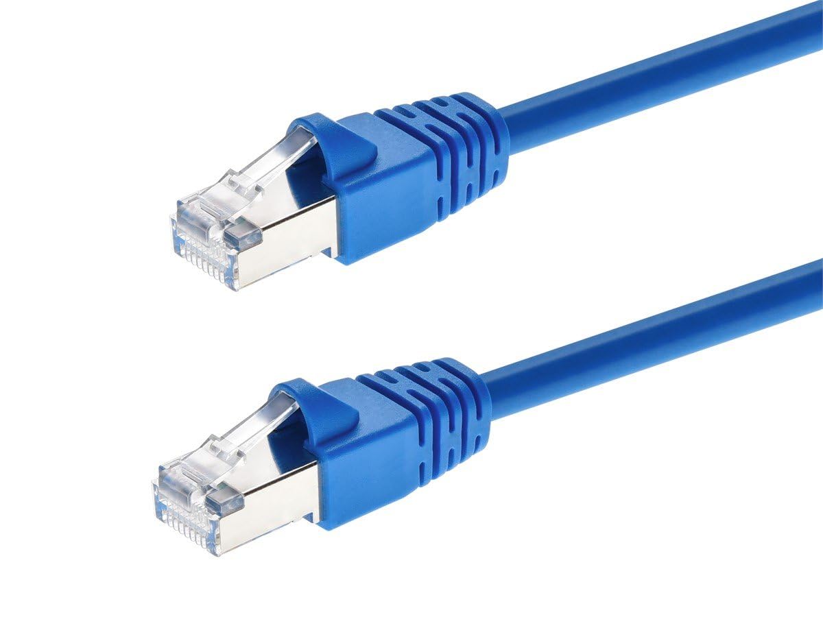 Monoprice 50-Feet 24AWG Cat6A 500MHz STP Ethernet Bare Copper Network Cable, Blue (105905) — image 1