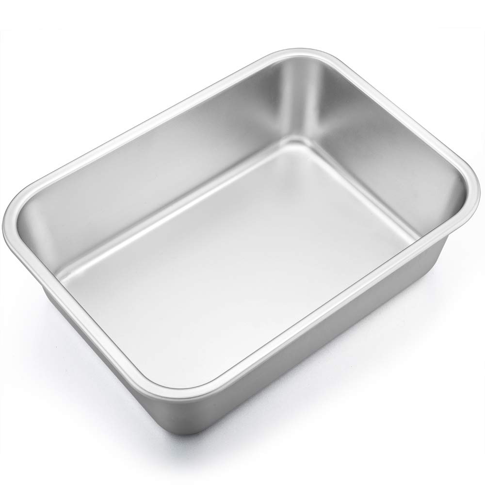 HaWare Deep Baking Pan Cake Tin, Ideal for Brownie/Lasagna/Casserole/Bread, Stainless Steel Rectangular Cake Oven Pan, 27 x 21 x 8cm, Rust Free & Non Toxic, Heavy Duty & Dishwasher Safe