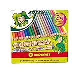 Jolly Supersticks Premium European Metallic and Neon Colored Pencils with Tin Carrying Case; Set of 24; Perfect for Adult and Kids Coloring