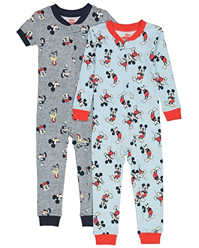 Disney Mickey & Minnie Mouse 2-Pack Footless One Piece Cotton, Snug-fit Pajamas, Soft & Cute for Kids