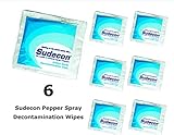 6 Pack Sudecon Pepper Spray Decontamination Wipes - Blowback/Overspray