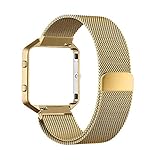For Fitbit Blaze Accessory Band,Small (5.5-6.7 in),Oitom Frame+ Milanese Magnet Loop Stainless Steel Metal (Gold)