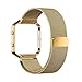 Oitom Metal Bands Strap Compatiable Fitbit Blaze,Small (5.5-6.7 in), Frame Housing+Milanese Loop Stainless Steel Accessory Band for Fitbit Blaze Fitness (Gold)