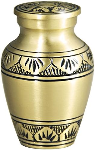 Funeral Keepsake Urn by Meilinxu- Cremation Urn for Human Ashes Adult - Mini Urn or Pet Urns for Dogs Ashes - Small Urn Brass Hand Engraved - Display Burial Urn at Home or Office (Ascot Brown Baby Urn