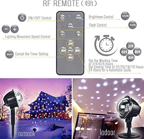 Christmas Snowfall Projector Light, TOFU LED Snow Projector Outdoor Holiday Lights IP65 Waterproof with Remote Control Dynamic Falling Snow Effect for Garden, Party, Halloween Landscape Decoration