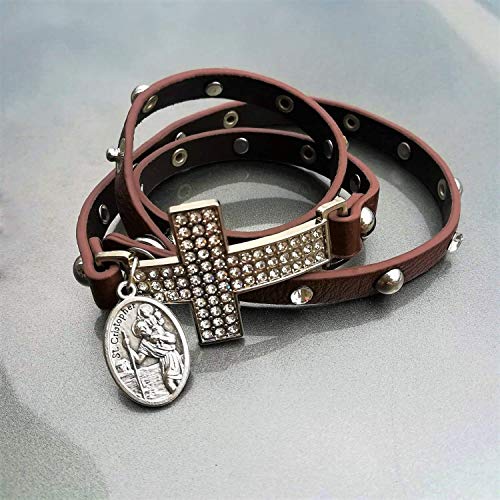 St Christopher Catholic Medal For Car Gearbox Rear View Mirror Cross Charm Driving Travel Protection Gift