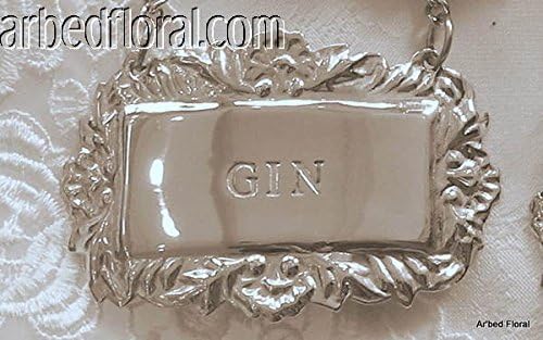 GIN Engraved Silver Liquor Decanter Label Emblem Tag Nameplate