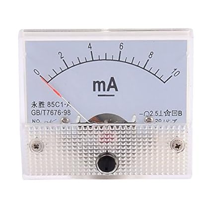 2.5 Panel rectángulo eDealMax 85C1-A Class DC 0-10mA analógico Amperímetro Amperímetro - - Amazon.com