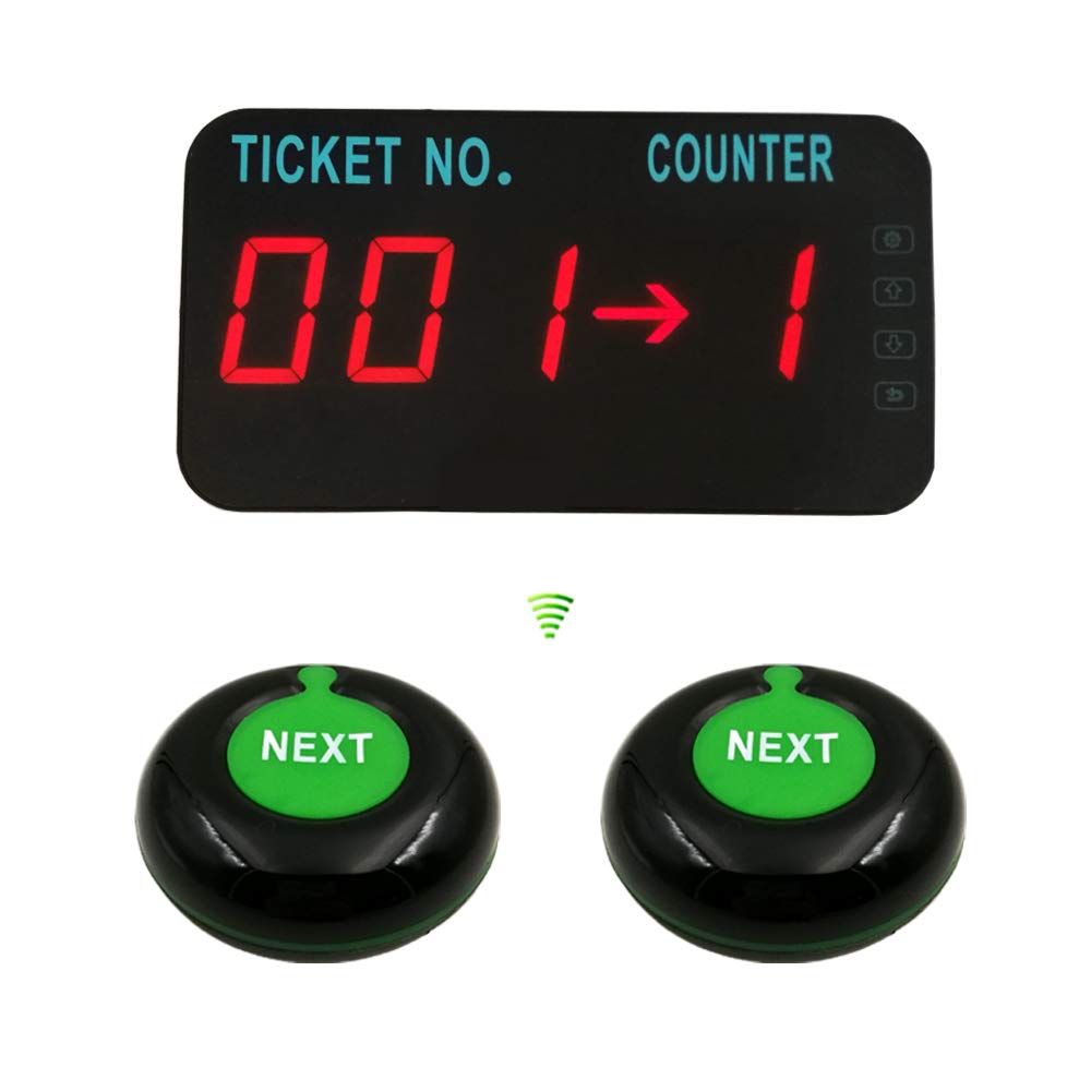 CYSSJF Queue Calling System, LED Customer Number Display, Pager System Number Calling, Queue Management System, Restaurant Call System, Press Button Number Show Next (1 Panel+2 Buttons+1 Remote)