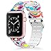 Lwsengme Compatible for Apple Watch Band 42mm 44mm, Soft Silicone Replacment Sport Bands iWatch Series 4 Series 3 Series 2 Series 1 - Pattern Printed (Flower-5, 42MM/44MM)