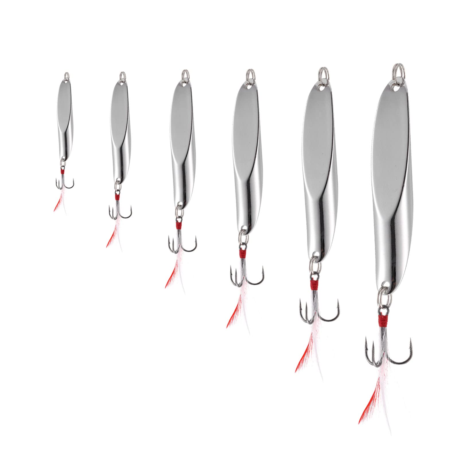 TUXIBIN 6 Pcs Fishing Lures Set, 7g 10g 15g 20g 30g 40g Metal Fishing Lures Spoon Spinner Baits Fishing Spinnerbait Salmon Trout Lure Baits With Treble Hooks TXB6-1