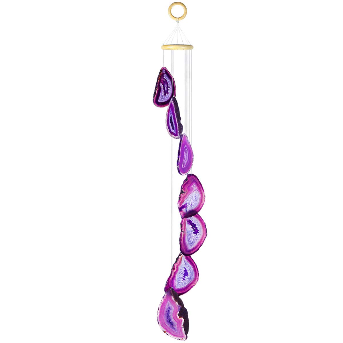 Nupuyai Large Purple Agate Slices Wind Chimes for Garden Home Decor, Crystal Stone Hanging Ornament Wind Bell for Outdoor Indoor 82cm