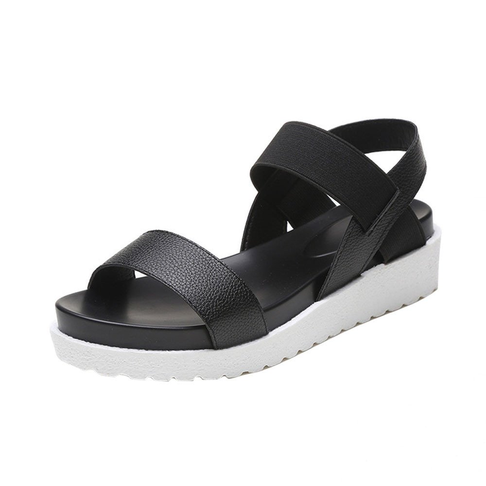 simple black sandals flat