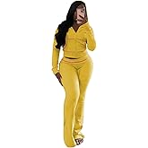 Mrskoala Womens Outfit 2 Piece Lounge Hoodie Flare Pant Sets Tracksuit