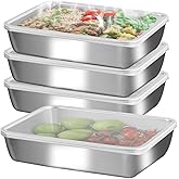 GIUOIDUO Stainless Steel Lunch Box 6-Pack,Stackable Snack Storage Boxes, Lid Food Container, Reusable Food Storage Container for Travel and Work, Dishwasher Safe, Freezer Safe