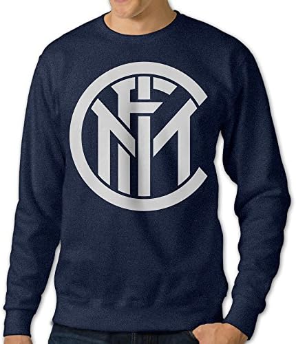 ReBorn Men's Pullover Inter Football Milan Long Sleeve Tee Crew Neck Sweatshirt Navy L