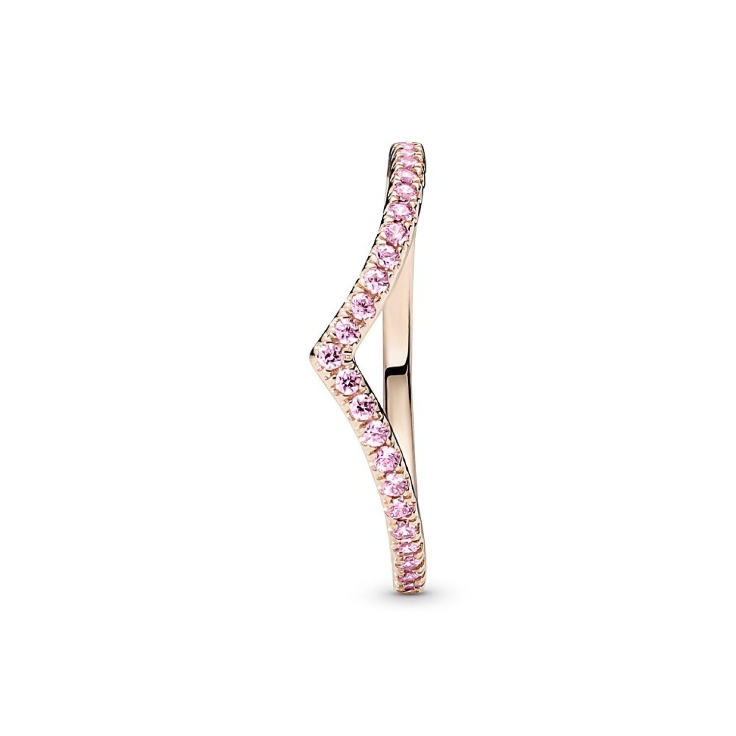 Pandora Timeless Wish Sparkling Pink 14k rose gold-plated ring with fancy fairy tale pink cubic zirconia, 54