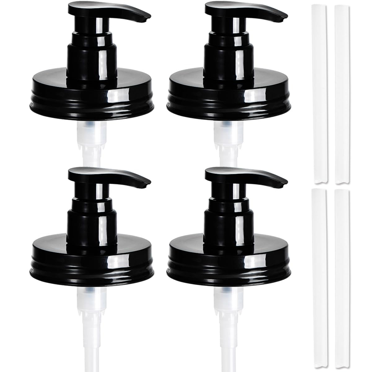 Photo 1 of Plastic Amolliar Plastic Mason Jar Soap Dispenser Lids(4) - Universal Pump Replacement for Regular Mouth Jar - Long Tubes & Cute Lables -Farmhouse Decor for Kitchen, Bathroom, Dish Soap, Lotions, Hand Soap