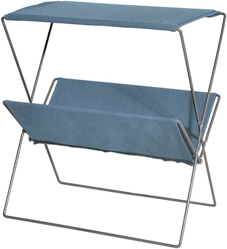 Magazine Rack Magazine Basket Floor Fabric Newspaper Rack Newspaper Rack Wrought Iron Folding Side Racks Best Gift File Placement Rack (Color : Blue, Size : 503055cm)