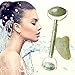 Jade Roller For Face & Gua Sha Scrapping Slimming, Firming & Rejuvenating Tool- Anti-Aging, Anti-Wrinkles, Puffiness- Natural Facial Skin Massager Treatment Therapy- Premium Authentic Jade Stone
