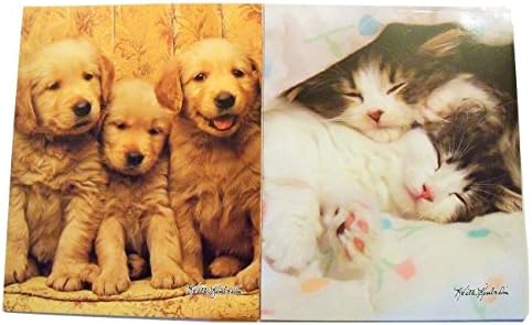 Keith Kimberlin 2 Folder Set ~ Puppies and Kittens (Retriever Trio, Cuddling Kittens)