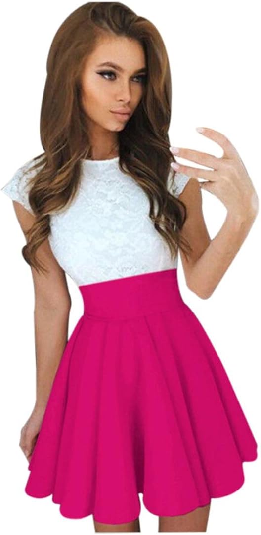 FUNIC Short Sleeve Skater Lace Dress 