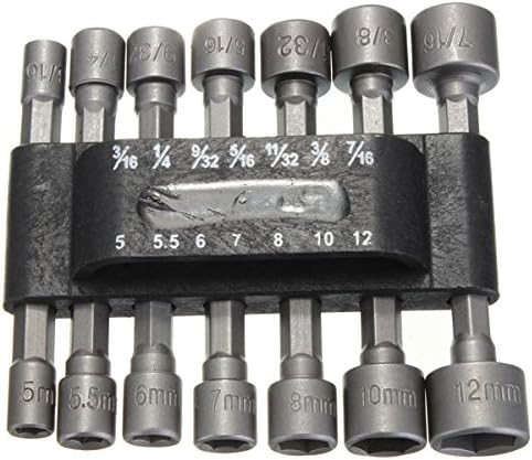 14pcs 1/4 Inch Hex Shank Power Nut Driver Drill Bit Set SAE Metric Socket Wrench Screw