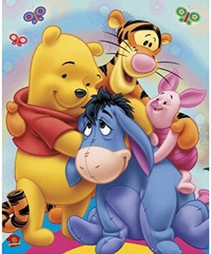 JXSM (23.6x35.4inch 5D Diy Full Round Drill Cartoon Diamond Painting Winnie The Pooh Family 3D Embroidery Cross Stitch Mosaic Home Decor Gift