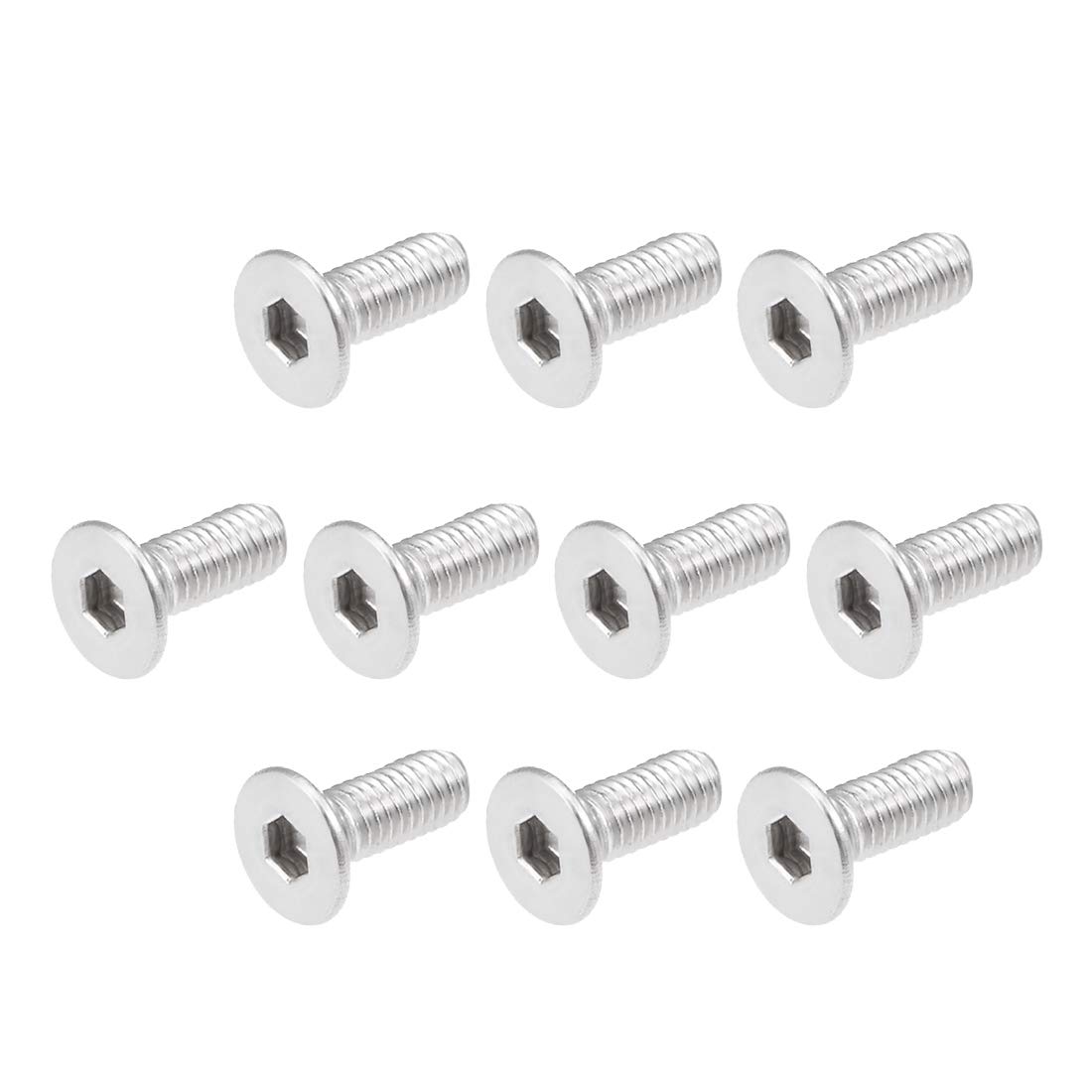 sourcing map M3x8mm Flat Head Machine Screws Inner Hex Screw 304 Stainless Steel Fasteners Bolts 80Pcs