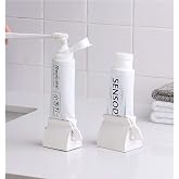 Toothpaste Roller Squeezer Set of 2 Rolling Tube Toothpaste Holder Stand Bathroom Organizer (White) (2Pack-White)
