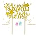 How We Wonder What You are Cake Topper for Kids Birthday Party Baby Shower Gender Reveal Gold Glitter Decorations