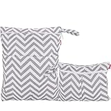 Damero 2pcs Pack Travel Baby Wet and Dry Cloth Diaper Organizer Bag, Gray Chevron