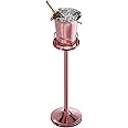 Ice Bucket with Stand Standing Champagne bucket for Party Stainless Steel Wine Bucket Wine Cooler with Stand 5L Wine Chiller for Bar Ktv Weding (rose gold)