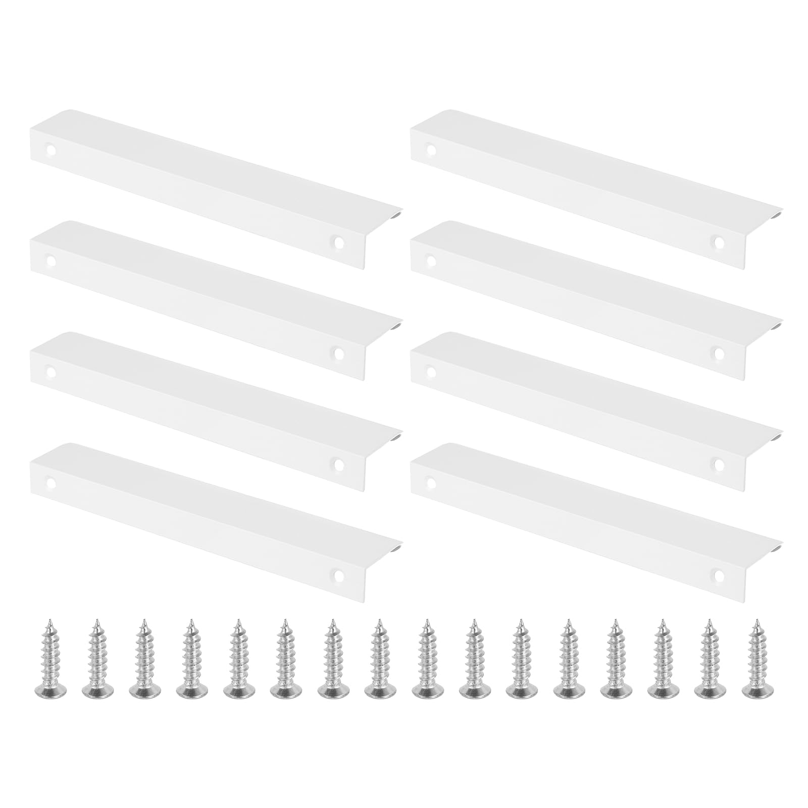 PATIKIL Mount Finger Edge Pull, 8 Pack 150mm/5.91" Aluminum Alloy Concealed Handle Cabinet Edge Pulls with Screws for Home Kitchen Furniture Door Drawer, White