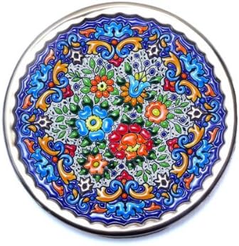 Amazon Co Jp スペイン製 クエルダセカ 陶器 飾り皿 アラベスク柄 スペインタイル カラフル モザイク 17cm セビリア 絵タイル フラワーデザイン ホーム キッチン