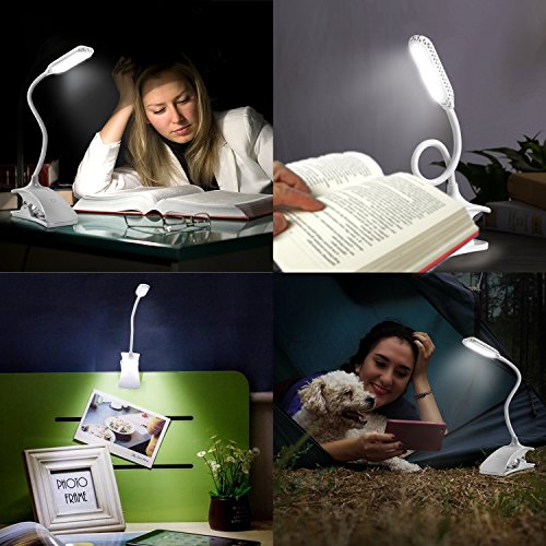 Joytech Led Reading Light, LED Clip Book Light [360° Adjustable,3 Brightness,Touch Switch] 12 LED Rechargeable USB Bedside Desk Book Lamp Music Stand Light with Eye Protection for Bookworms & Kids - Thumbnail 6