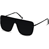 LYZOIT Rimless Oversized Square Sunglasses for Women Men Flat Top Shield Frameless Sun Glasses