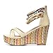 Getmorebeauty Women's Weave Wedge With Pearls Across The Top Platform High Heels