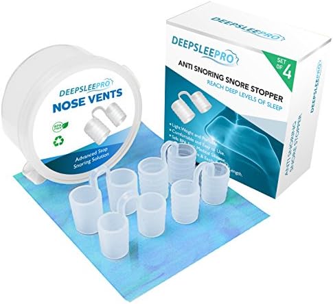 Deepsleepro Anti Snoring Solution Nose Vents Snore Stopper Device. Comfort &amp; Relief for Your Snoring &amp; Nasal Congestion – Effectively Stops Snoring with Medical Grade Silicone (Set of 4)