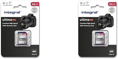 Integral 64GB SD Card 4K UHS-I U3 V30 Class 10 Pack of 2