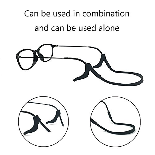 Set of 2 Silicone Glasses Strap and Eyeglasses Temple,Both Adults and Children Can Be Used,Safety Eyewear Retainers,Soft Silicone Anti-Slip Holder for Eyewear(Black & White)