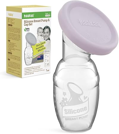 haakaa Manual Breast Pump 4oz Lavender Patented Silicone Milk Collector
