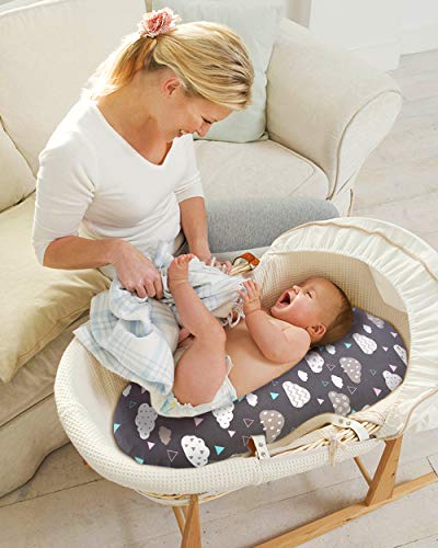 cosmoplus Bassinet Sheet Set -2 Pack Stretch Fitted Cradle Fitted Sheets for Bassinet Pads/Mattress, for Boys Girls,Unisex,Ultra Soft,Whale/Cloud - Thumbnail 5