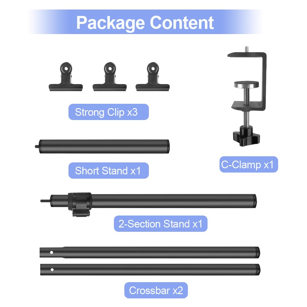 Small Backdrop Stand 3x3.3ft, Adjustable Photo Backdrop Stand Kit with 3 Clamps, Portable Background Stand Support for Parties Photoshoot, Table T-Shape Backdrop Banner Holder for Photography Paper