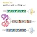 GAGAKU 3 Pack Pacifier Clip Holder for Girls and Boys Teeth Ring Toy Leash, Double-side Print Modern Design