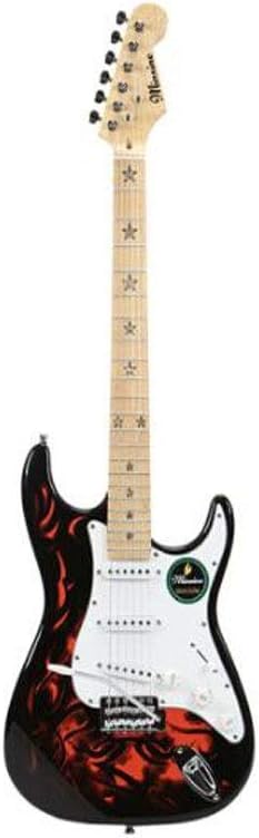 Electric Guitar, Magic Single Rock Electric Guitar Set, Beginner Guitar Instrument, Magic Sound Red (Color : Flame red)