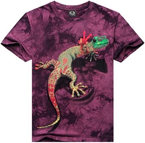 Fatu Fashion Men's Cotton 3D Print Animals Gecko T-Shirts