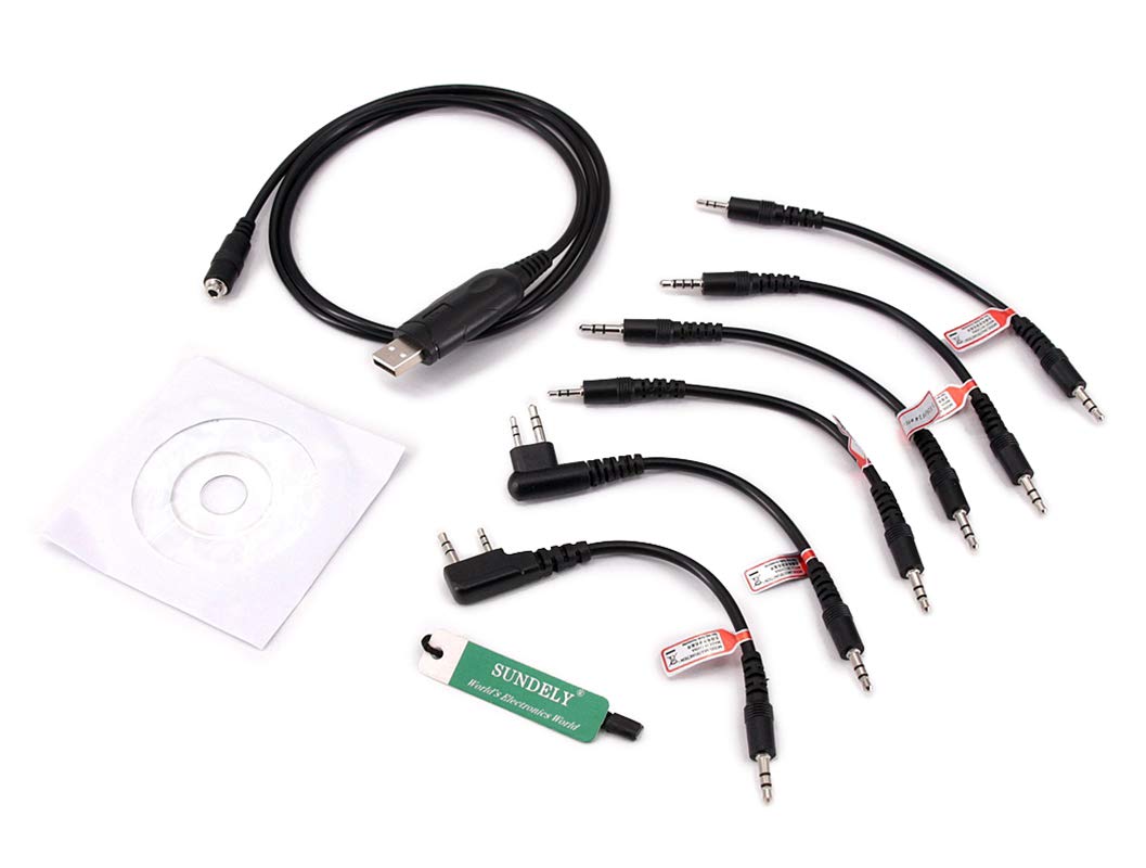 SUNDELY® 6 in 1 USB Programming Programmer Cloning Cable Cord Lead for Motorola HYT Icom Baofeng Kenwood Yaesu Vertex TYT Quansheng Puxing Linton Wouxun Weierwei Radio Walkie Talkie