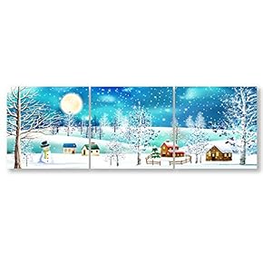Wall26-3 Panel Canvas Wall Art- Snowy Day -Giclee Painting Wall Bedroom Living Room Home Decoration - 12"x12"x3 Panels